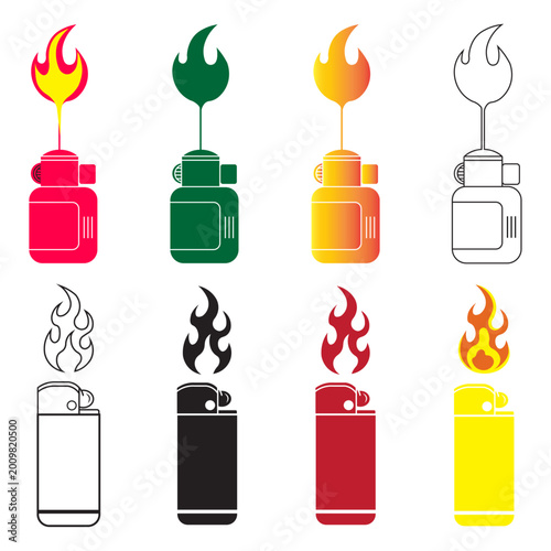 Gas Lighter Vector Icon Isolated on White Background