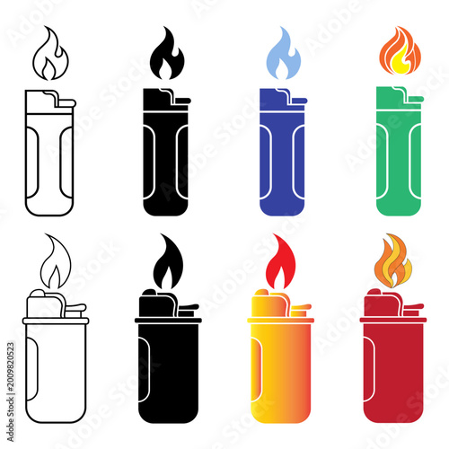 Gas Lighter Vector Icon Isolated on White Background