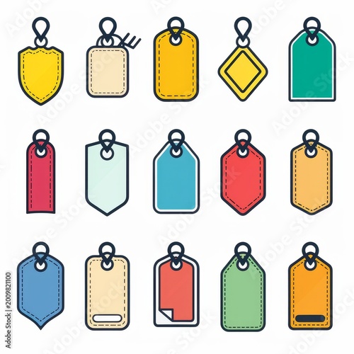 Price tag, label icon, paper price, blank product labels symbol, empty cardboard price label, sale mockup
