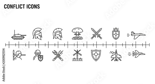Cuadro en lienzo Conflict icons on white background.