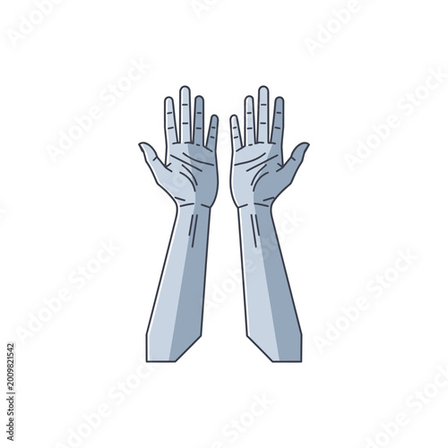 Human Hands Reaching Upward, Open Palms, Isolated on White Background