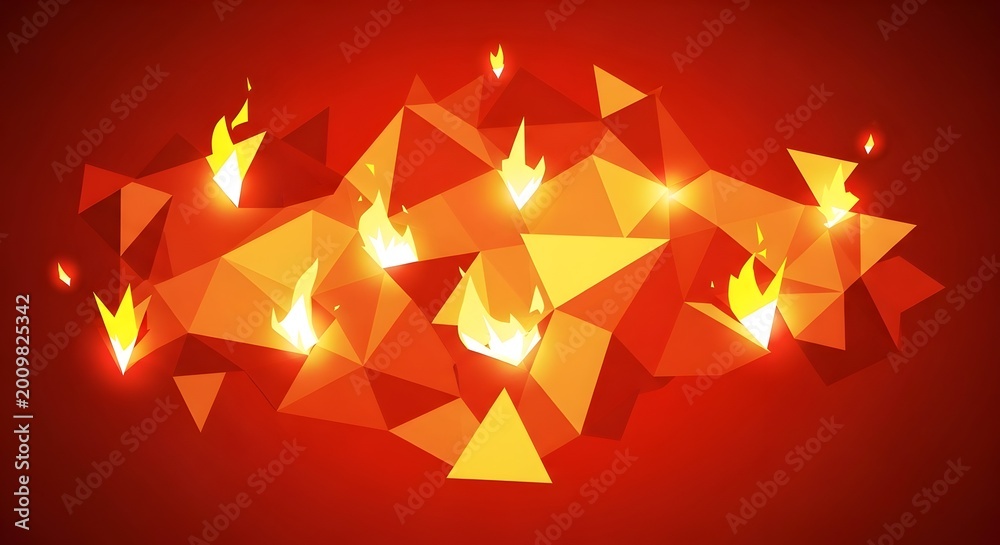 Obraz premium Fiery abstract geometric design a vibrant red and orange composition