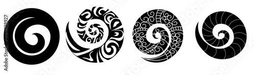 Konstfotografi Set maori ekement koru vector flat