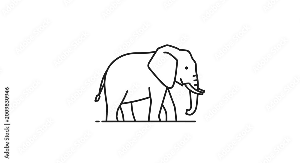 Fototapeta premium Minimalist Line Art Elephant Walking