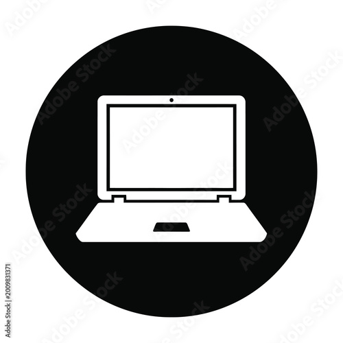Laptop computer icon on black background