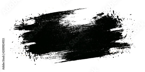 Εκτύπωση καμβά Black abstract grunge ink splatter splash texture with brushstroke stains artistic and vintage distressed background design