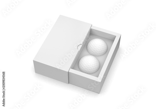Golf balls gift paper box for promotional branding, golf packaging box mockup template on isolated white background.