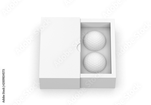 Golf balls gift paper box for promotional branding, golf packaging box mockup template on isolated white background.
