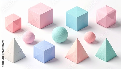 Free Download pastel geometric shapes collection 3d minimalist design for modern branding - GFXLoad