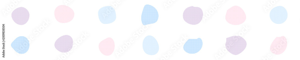 Fototapeta premium Minimalist collection of organic shapes featuring soft pastel halftone gradients on plain white background illustration