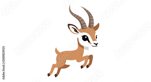 Obraz na płótnie Cute Baby Gazelle Jumping Vector Illustration