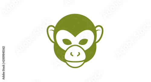 Canvas Print Green Monkey Head Vector Mascot with Grunge Texture