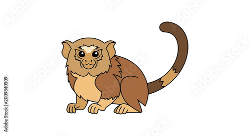 Foto Cute Cartoon Marmoset Monkey Vector Illustration