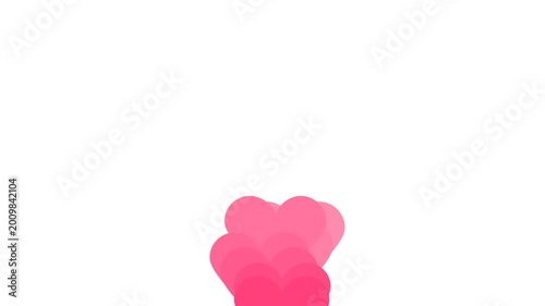 Pink Hearts Falling Down on White Background Romantic Love Symbol Animation Valentines Day Concept Abstract Graphic Element.