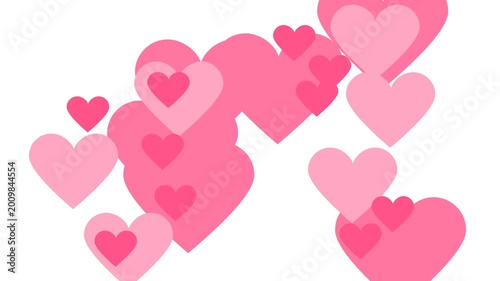 Pink Hearts Floating on White Background Romantic Love Symbol Animation.
