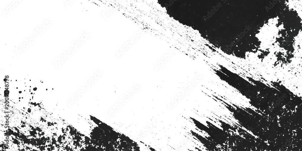 Obraz premium Black abstract grunge ink splatter splash texture with brushstroke stains artistic and vintage distressed background design.