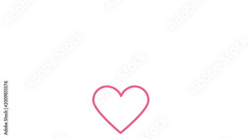 Two red heart outlines on a white background one large and one small symbolizing love and affection.