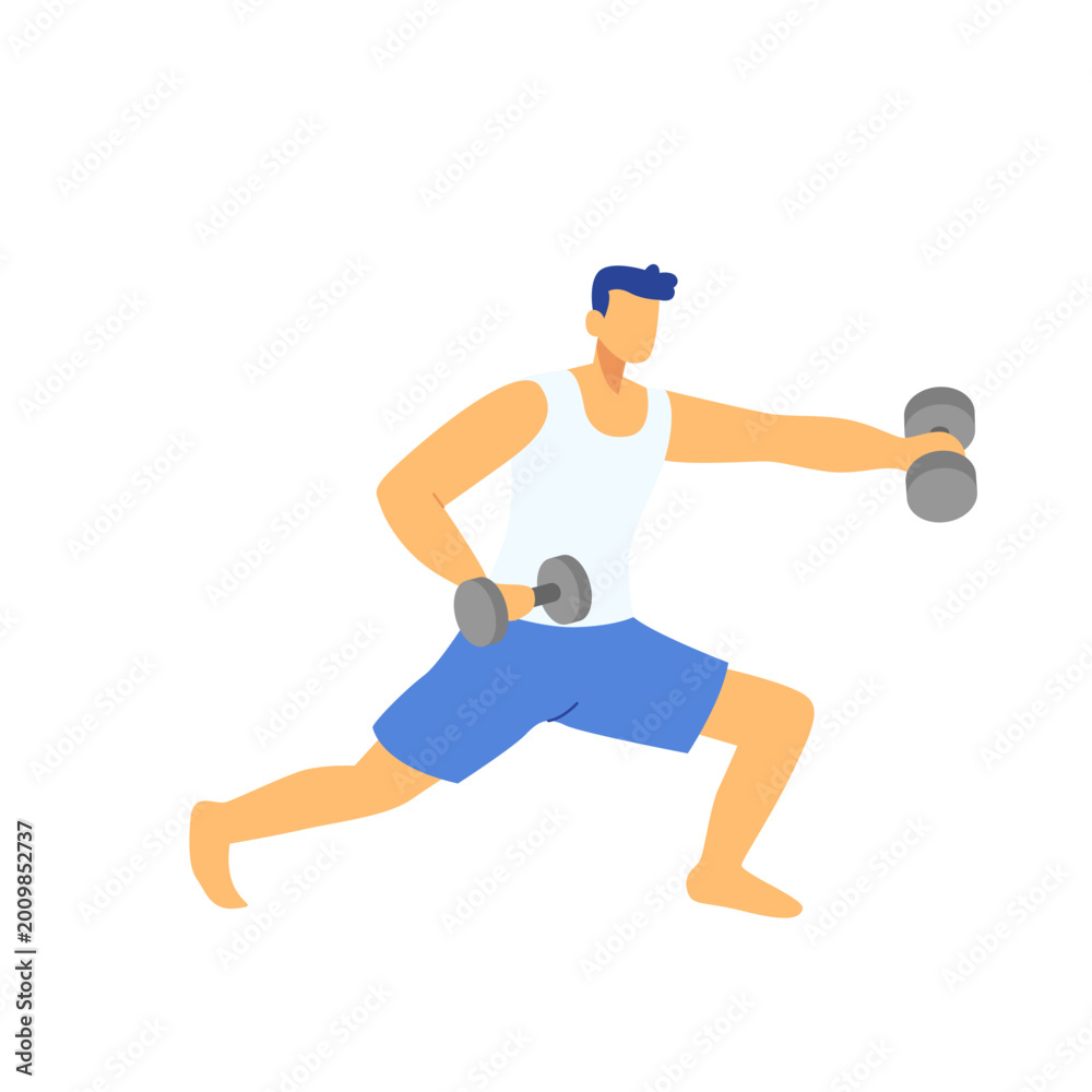 Fototapeta premium Man training with dumb-bell