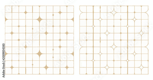 Two Beige Square Patterns With Star Shapes vector illustration