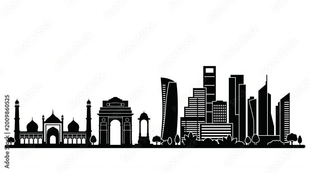 Obraz premium city skyline vector illustration