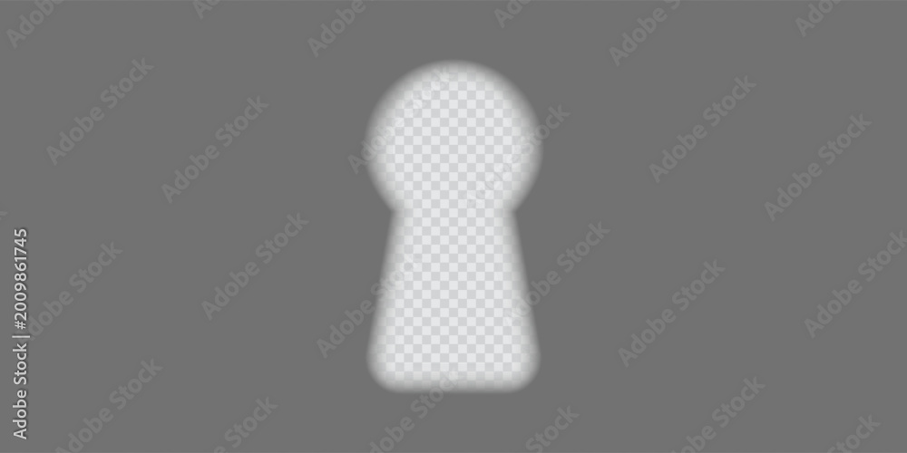 Obraz premium Transparent keyhole with blurred edges. Spy or peeping. Protection concept. Vector illustration with gradient mesh.