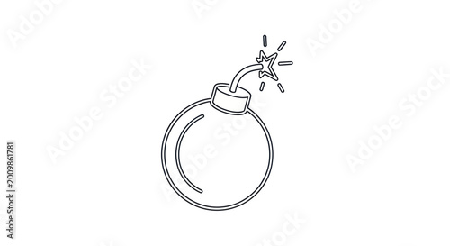 Photos Exploding Bomb Icon, Danger Symbol, Simple Line Art