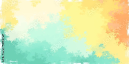 Schilderij op canvas Abstract watercolor autumn leaves background with colorful paint splashes, orang