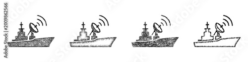 Foto Sketch shipborne radar icon design set