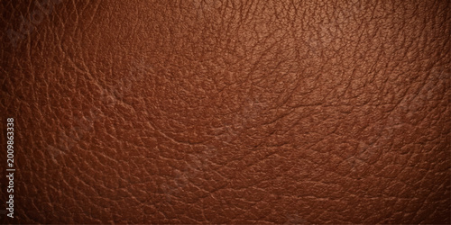 Tableau sur toile A detailed and photorealistic close-up showcases the rich texture and warm tones of genuine, high-quality brown leather, emanating a sense of luxury