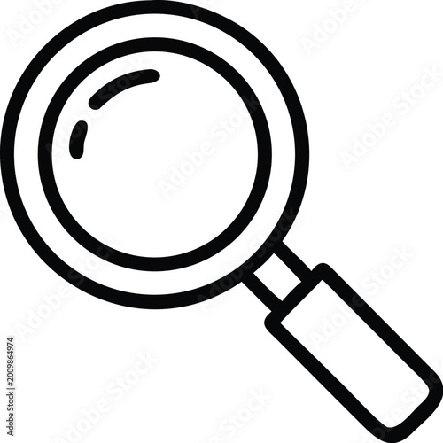 magnifying glass icon black outline on white background simple search symbol high quality professional detailed modern elegant stylish clean crisp vibrant