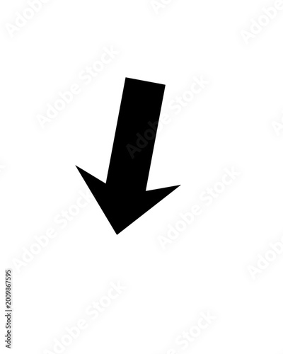 Obraz na płótnie An iconic black arrow points downwards diagonally, symbolizing direction and des