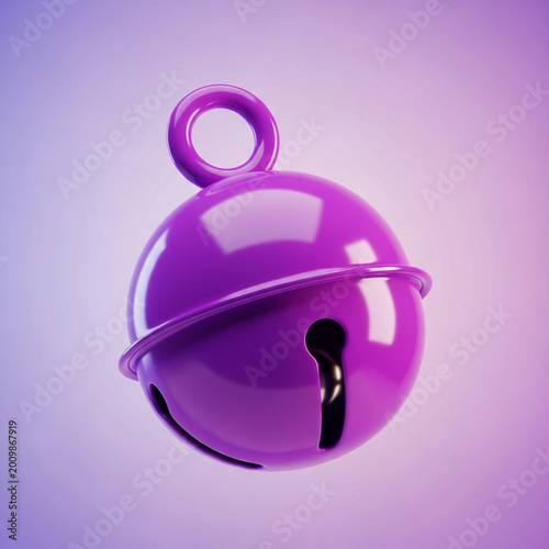 vintage purple jingle bell isolated on pastel background for christmas holiday decor