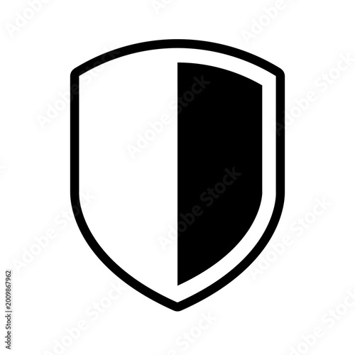 Free Download Creative shield icon with half-solid and half-outline design. Modern security, protection, and dual-style concept vector illustration for branding, infographic, and cybersecurity. - GFXLoad