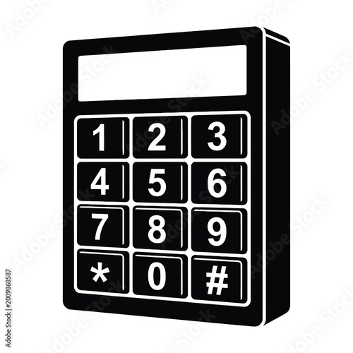 Foto Black telephone keypad with white numbers and symbols