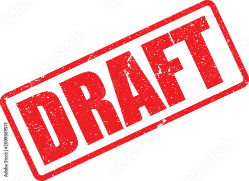 Red rubber stamp impression with the text draft in a rectangular border on a white background