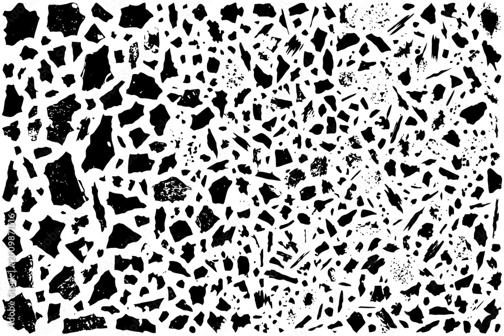 Obraz premium Abstract black and white terrazzo pattern texture with irregular shapes.