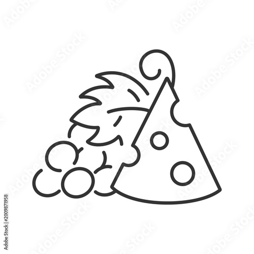 Photos Cheese and grapes linear icon