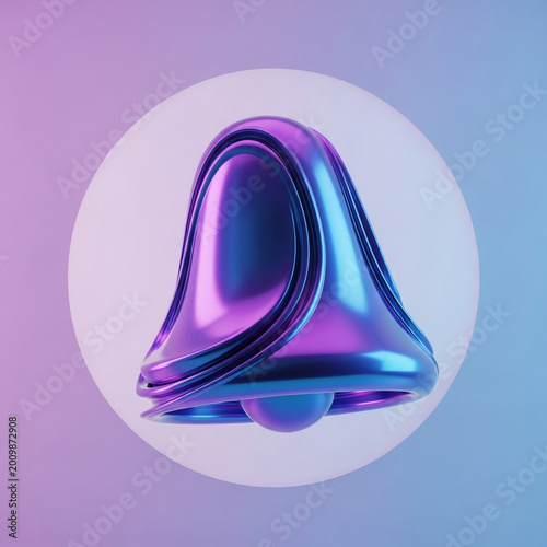 Modern Glassmorphic Abstract Bell Design with Gradient Background