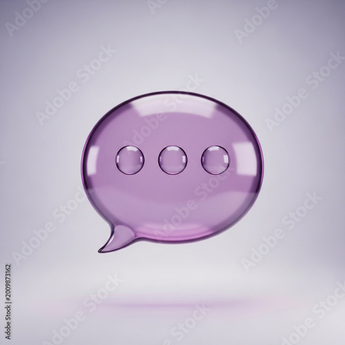3d speech bubble with thinking dots isolated on soft gradient background