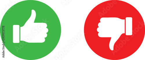 Fotografija Green thumbs up and red thumbs down icon set representing like and dislike Vecto