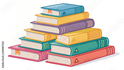 A stack of colorful books for education or library use