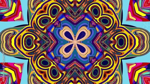 Colorful abstract kaleidoscope pattern with symmetrical geometric shapes