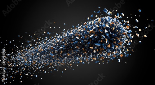 Abstract background featuring countless small, sharp, geometric fragments breaking apart in motion, suggesting disruption, chaos, and technological breakdown ,wallpaper ,abstract ,pattern