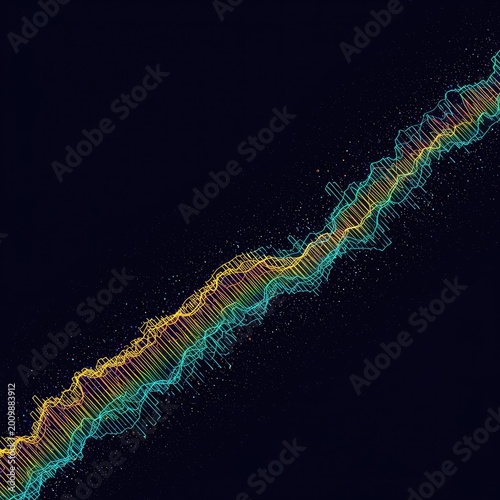 Abstract visualization showing the computational path of a mathematical gradient flow minimizing a complex objective function ,function ,artificial intelligence ,structure