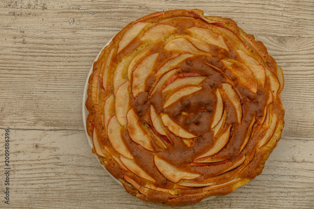 Fototapeta premium Apple Pie Just Out of Oven on Board in Imereti Kitchen