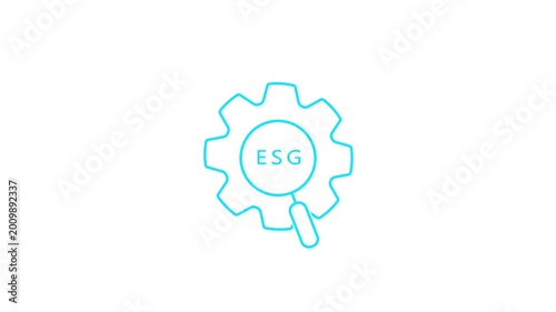 Modern ESG gear icon animation representing environmental social governance system control automation workflow minimal technology interface design concept
