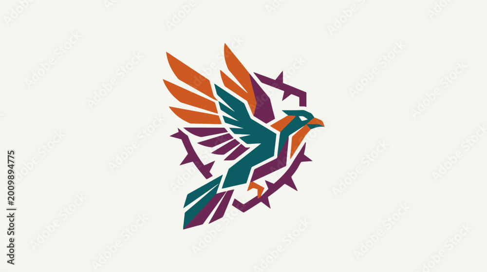 Obraz premium Abstract geometric eagle illustration with flat vibrant vector shapes