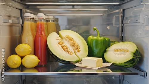 Fresh Produce Arrangement: Lemons, Oranges, Green Peppers, and Tomatoes in a Kitchen Still Life Composition.