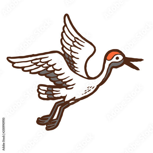 Canvas Print Flying Japanese crane