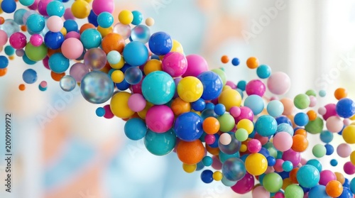 Color circles abstract 3D composition, vibrant dimensional design for branding, tech visuals, posters and contemporary creative campaigns, polished shapes with bright rhythm and modern commercial